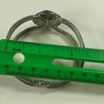 Silver Color Cuff Bracelet Black Cabochon Center Womens Aged Patina Photo 7