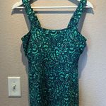 New Lands’ End Women’s Tankini Top Paisley Green Navy Blue Small DDD NWT Photo 1