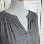 Loft  V Neck Pop Over Boho Peasant Blouse Long Sleeve Denim Gray Small Photo 4