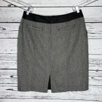 Worthington  NWT 14 Gray Black Herringbone Faux Leather Wool Blend Pencil Skirt Photo 2