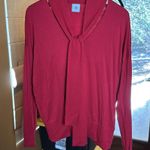 CAbi Style 3804 Tess Knit Top Tie V Neck Firebrick Red Size Medium Photo 8