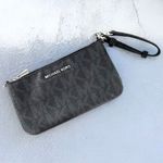 Michael Kors  Brown &  Black Logo Saffiano Leather Wristlet Pouch Handbag Photo 0