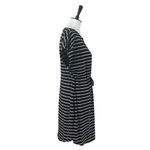 Rafaella  Tee Shirt Dress Drawstring Pockets Black White Stripe Women’s Large Photo 2