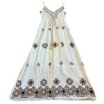 Evelyn S. French Boutique Maxi Dress Beaded Embroidered Boho Cotton Size Medium White Photo 0
