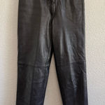 Michael Hoban North Beach Black Leather Pants Size 7/8 High Rise Straight Leg Photo 0