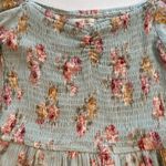 Becool Peasant Babydoll Smocked Mini Dress Puff Sleeves Spring Easter Floral S Green Photo 9