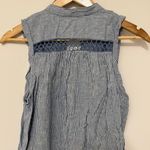 Free People Off Poplin Dress in Chambray Combo Size XS Linen Stripe Beach Boho Photo 6