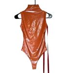 COUCOO SAA Orange High Neck Sleeveless Bodysuit Shiny Shapewear Sexy Size Small Photo 3