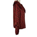 Sonoma  Medium Top Floral Ruffled Long Sleeve Tie Keyhole Neck Dark Rust Multi Photo 2