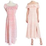 BCBG Paris Women's ON/Off the Shoulder Sandy Dot Maxi Dress White Size XL Photo 1