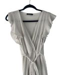 Caution to the Wind  Women's Size Medium White Ruffle Sleeve‎ Knee Dress Photo 1