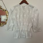 The Kooples 3/4 sleeve v-neck blouse embroidered 3d appliqué white flower floral Photo 3