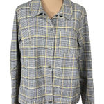 Christopher & Banks  Plaid Jacket Size L Large Stretch Lightweight Black White Go Photo 0