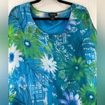 Avenue  Sheer Silk Poncho Blue/Green Floral Patterned Top Women’s Plus Size 18/20 Photo 1