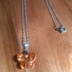 Orange Color Austrian Crystal Butterfly Brass Pendant Stainless Steel Necklace Photo 5