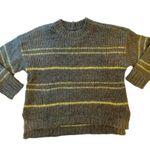 Aerie Crewneck Sweater Green Stripe Mohair Blend Chunky Small Photo 0