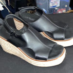 Corkys Black Vegan Leather Jute Wedge Sandals Size 9 Photo 0