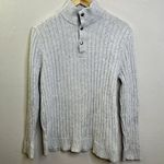 EXPRESS Women's Long Sleeve Sweater Button Front Collar Ribbed Light Grey Large Photo 12