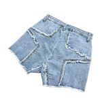 SheIn 🔃Star Stitch Trim Raw Hem Denim Shorts Photo 2