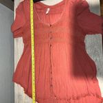 Free People Blue Bird Smocked Tunic Top Burnt Orange Boho Medium long sleeve Photo 7