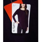 matty m Women's Sweater Plum Purple Soft Crew Neck Asymmetrical Medium Photo 3