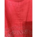 Old Navy VTG  Red Coral Linen Cotton Floral Embroidered Dress Size 6 Beachy Boho Photo 5