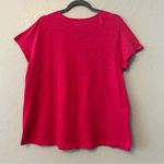 Soft Surroundings  bright pink short sleeve vneck T-shirt with embroidery XL Photo 9