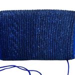 Vintage Y2K Navy Blue Raffia Straw Envelope Foldover Crossbody Clutch Bag Photo 6