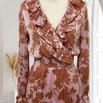 Lulus Exquisite Attention Lilac Floral Print Ruffled Long Sleeve Dress S Purple Photo 9