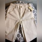 BLANK NYC  Cream High-Waisted Jeans gold thread NWT large back pockets cotton Photo 0