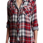 Rails RED BURGUNDY WHITE FLANNEL Plaid Button-Up Shirt Size S Photo 0