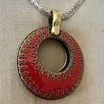 Premier Designs Reversible Moroccan Pendant Necklace Coral/Blue Photo 3