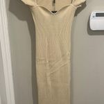 JLUXLABEL Tan Nude Tight Bodycon Midi Dress Photo 4