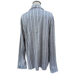Nicole Miller New York Gray and White Striped Button Down Pajama Shirt NWT Large Photo 2