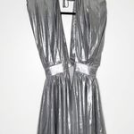 NWT Bluzat Metallic Mini Dress Women's Silver Size X Photo 4