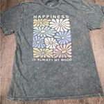 HAPPINESS is ALWAYS My Mood Graphic Dark Charcoal Mineral Wash Tshirt XL Gray Photo 0