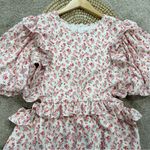 Sister Jane Women’s Floral Maxi Dress Side Cutout Puff Sleeve Milkmaid Pink M+ White Size undefined Photo 4