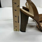 Talbots  Leather Beige Strappy Sandals Wood Block Heel size 7.5 Photo 7