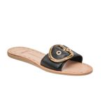 Dolce Vita Danna Slide Sandal Size 7 Black Rich Leather Open Toe Buckle Detail Photo 7