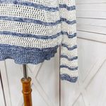 Xhilaration ‎ Striped Open Weave Mesh Sweater Blue Cream Medium Photo 5