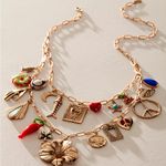 Free People  Maxamillion Charm Necklace Gold Charm Necklace Photo 0