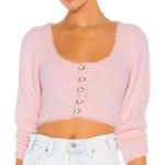 for Love & Lemons Anastasia Cropped Cardigan Carnation Pink Size XL Photo 0