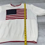 Vintage Carly Blake American Flag USA Ribbed Hem Crew Neck Sweater Large Red Photo 8