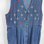 Jane Ashley Vintage  Button Front Denim Jumper Dress Womens Large Blue Cotton Photo 3