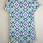 Fresh Produce  blouse women's XS geometric print short sleeve blue green beach Photo 2
