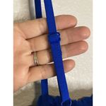 Wide Leg Blue Jumpsuit XL Smocked Halter Adjustable Strap Tie Waist Pockets Photo 5