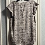 EXPRESS Short Sleeve Women’s V-Neck Polyester Spandex Snakeskin Top Large Photo 4