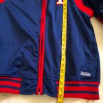 Women Navy blue red Texas Rangers Stitches zip up bomber baseball jacket Photo 4