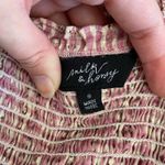 Milk & Honey Gingham Floral Tie Front Top Womens Size S Pink Brown Photo 1