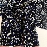 EXPRESS Portofino Slim Fit Puff Sleeve Shirt in Black/Blue Photo 4